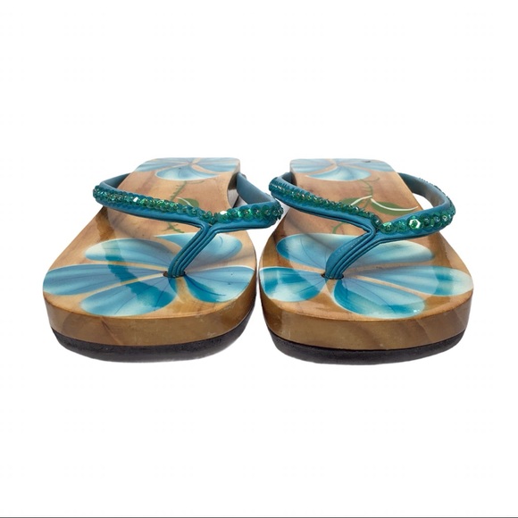 Wooden Sandals | hand-painted tropical theme - Picture 3 of 5